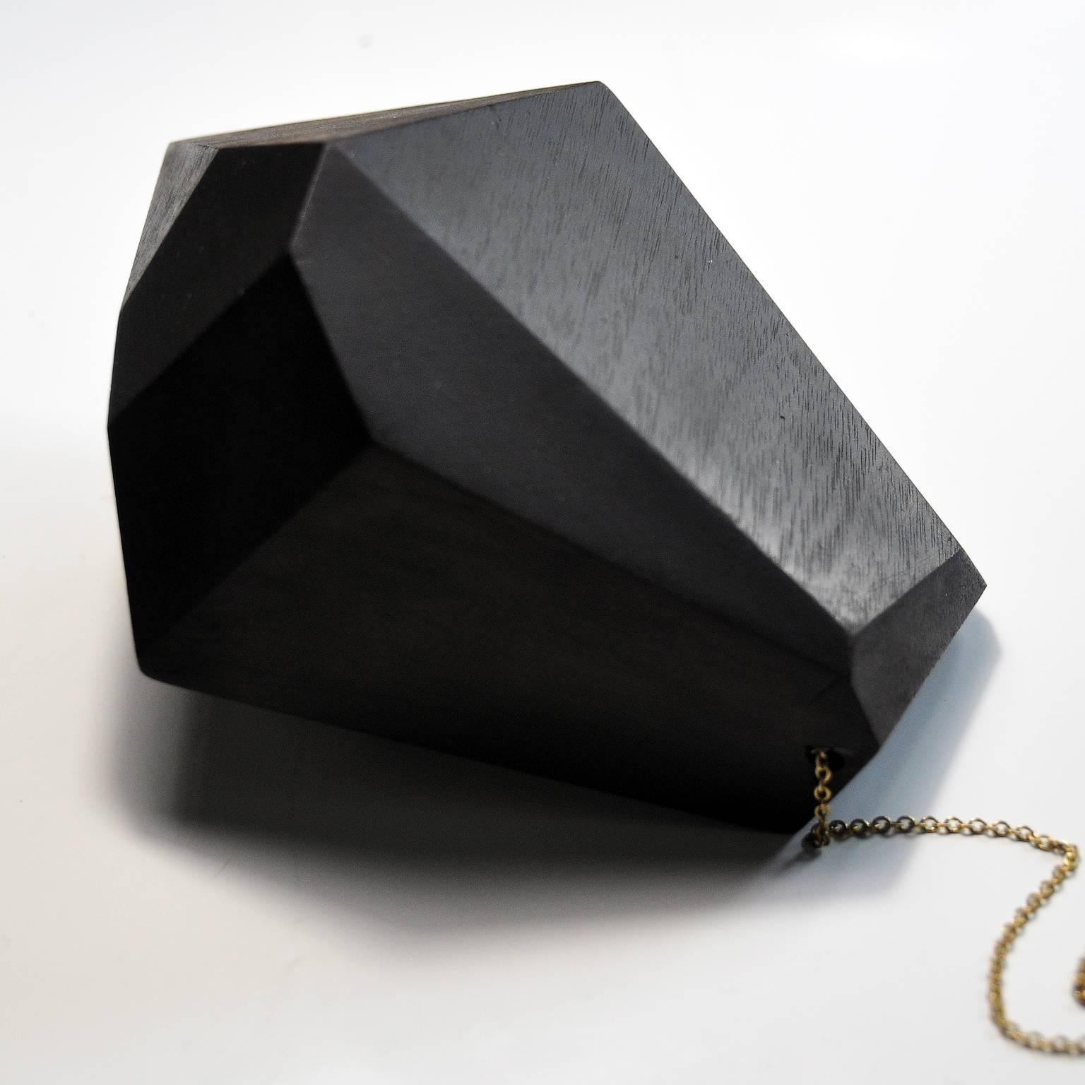 American Large Mobile from Faceted Walnut Wood Blocks and Brass