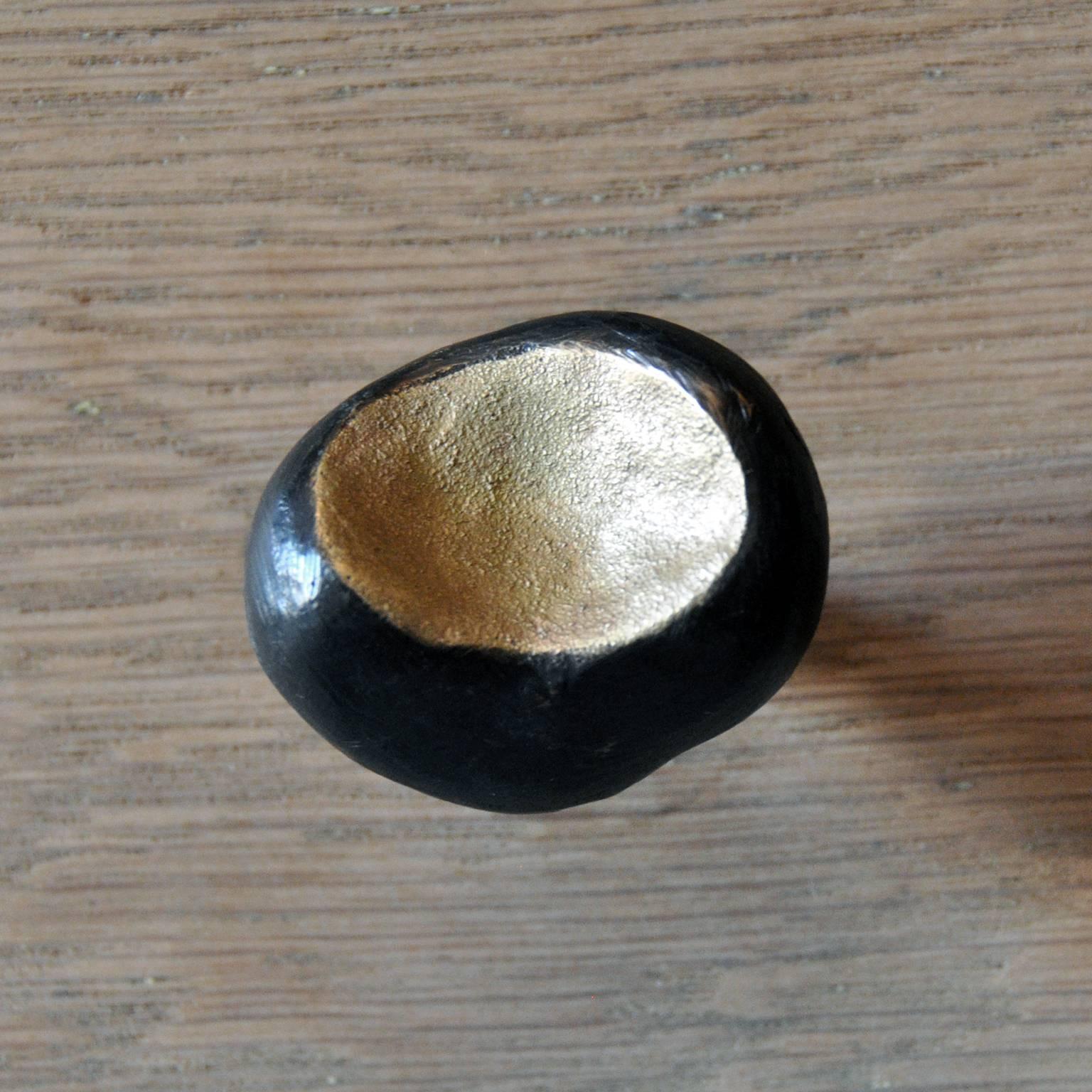 Contemporary Sculpted Solid Blackened Cast Brass Ava Drawer Pull Hardware