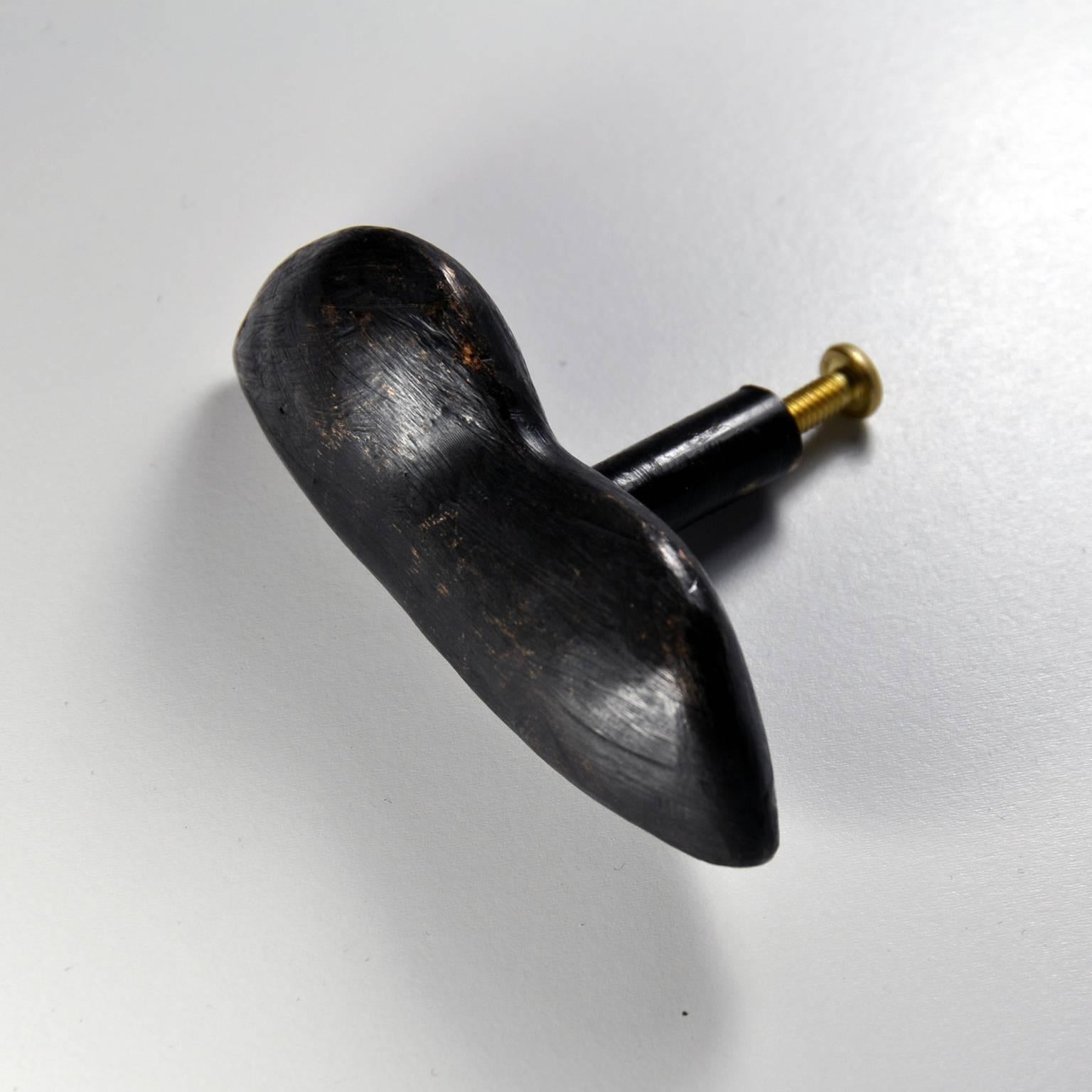 Hand-Carved Solid Brass Cast and Blackened Edna Drawer Pull Hardware