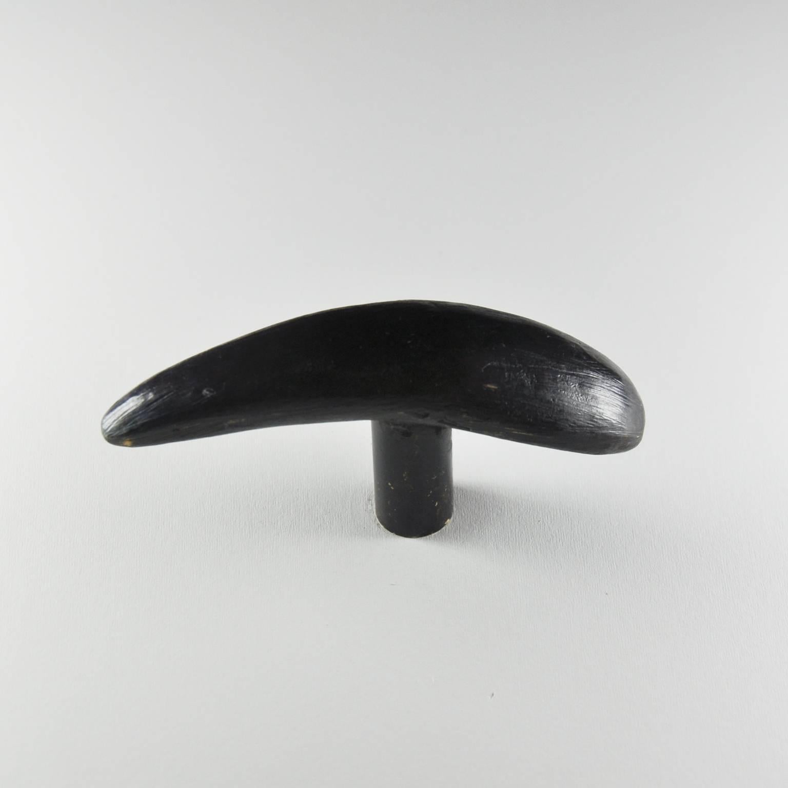 Contemporary Blackened Solid Cast Brass N5 Drawer Pull