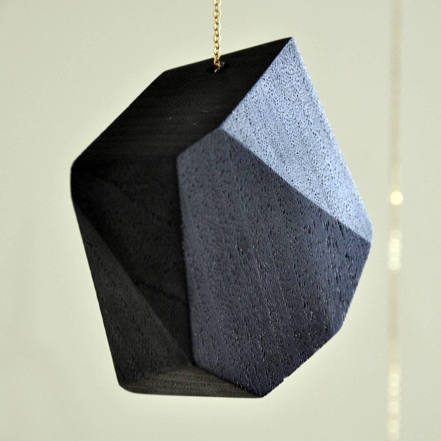American Contemporary Blackened Walnut Wood and Brass Hanging Mobile
