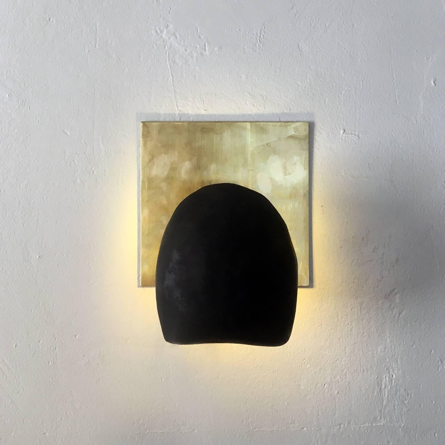 Patinated Brass and Cast Concrete Tallomet 01 Wall Sconce In New Condition For Sale In Portland, OR
