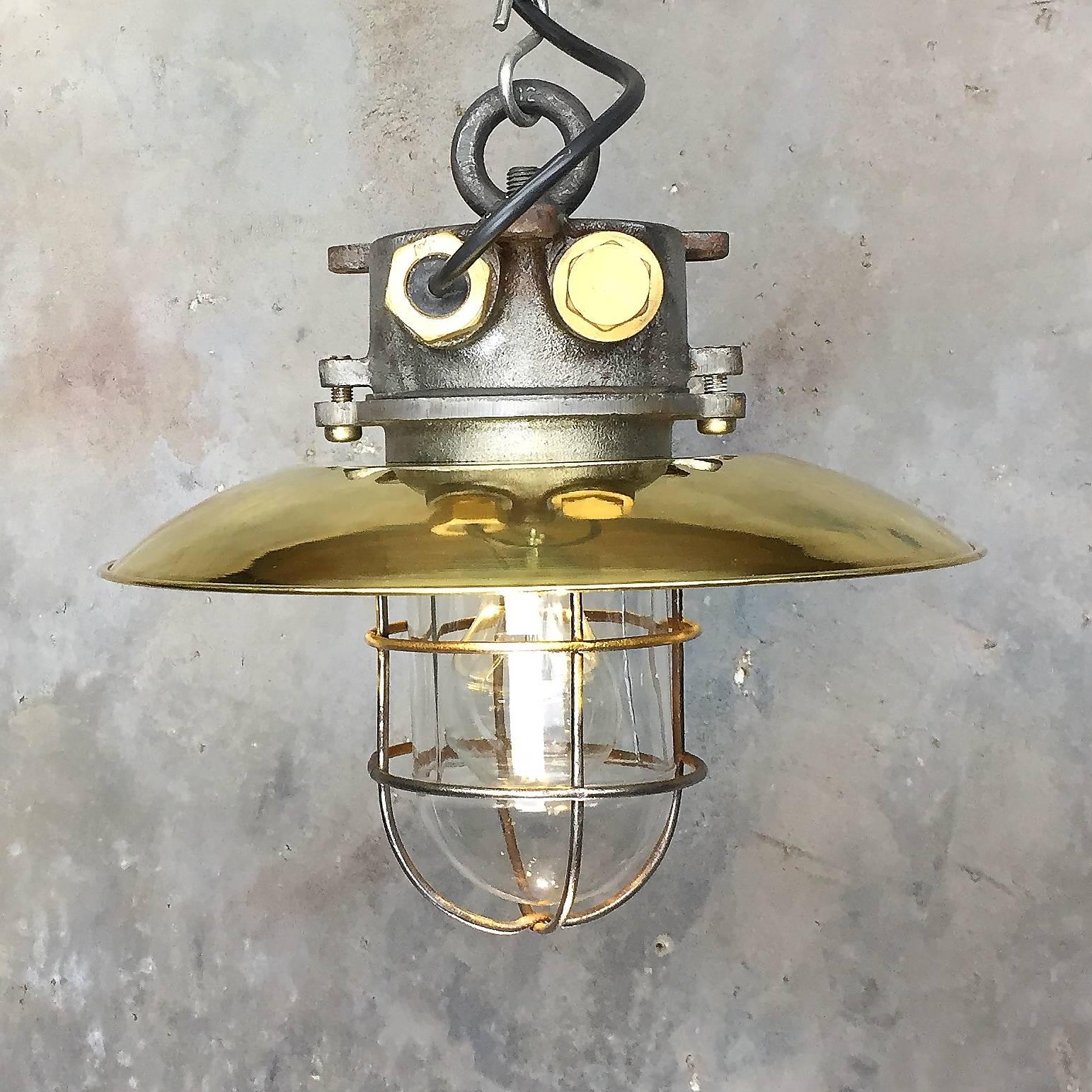 This excellent example of an original explosion proof lamp was salvaged from an old Japanese ship. Dated c1975, it has the original ceramic and brass E27 lamp holder which looks brand new, and is completely free from chips / damage.

Supplied with a
