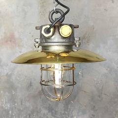 Late Century Iron, Brass and Glass Explosion Proof Industrial Pendant