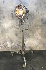 1970's Japanese Aluminium Explosion Proof Spot Light & Steel Theatre Tripod,