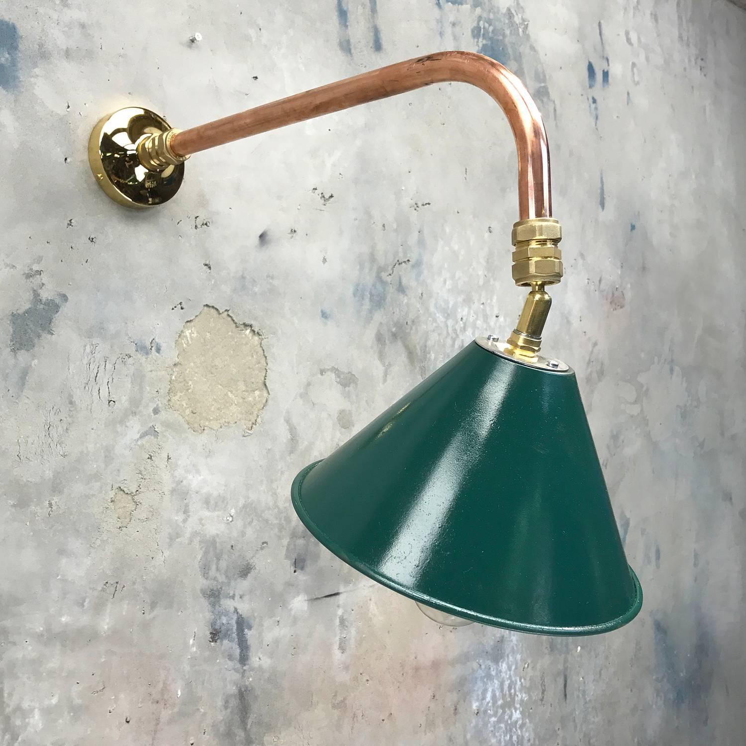 Industrial 1980s Ex British Army Festoon Shade and Copper Cantilever Wall Lamp Edison Bulb For Sale