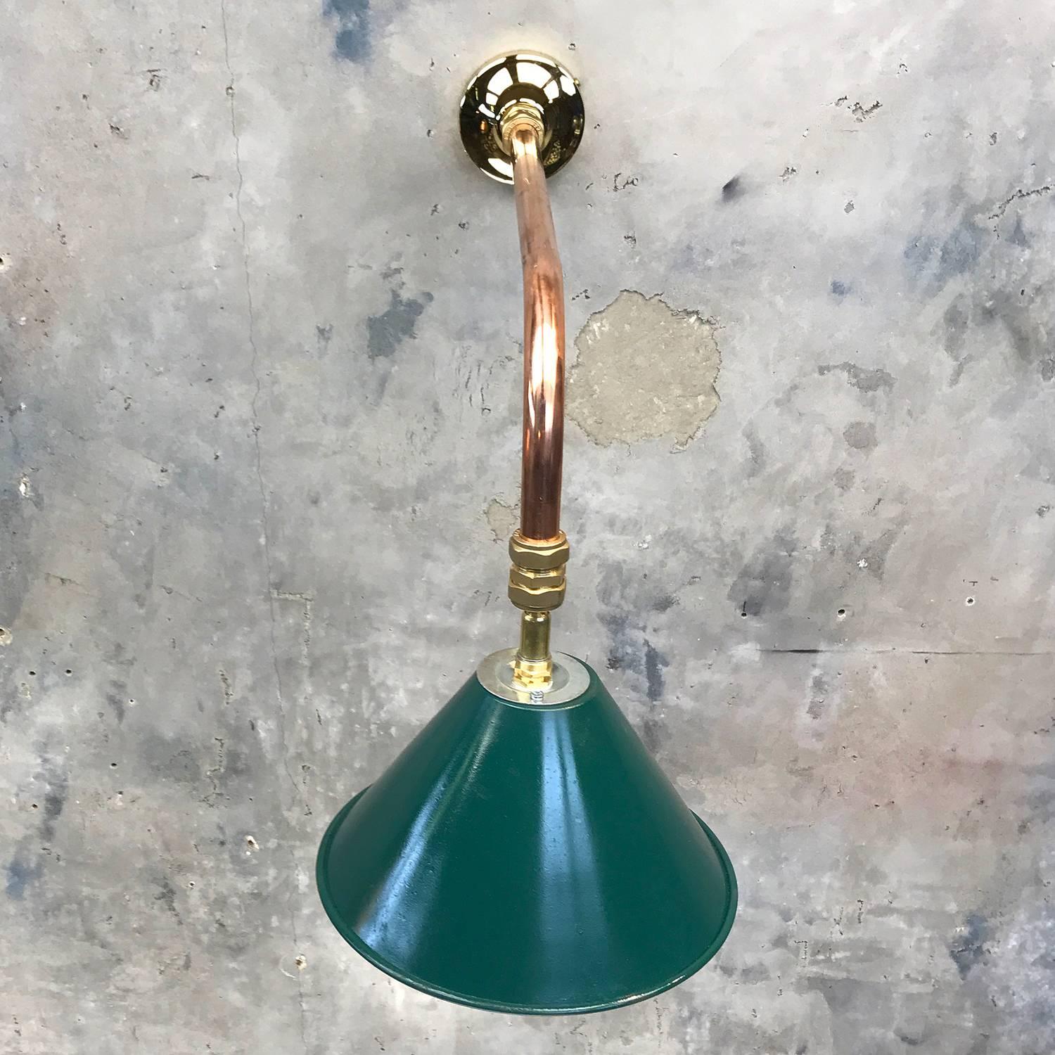 1980s Ex British Army Festoon Shade and Copper Cantilever Wall Lamp Edison Bulb For Sale 1