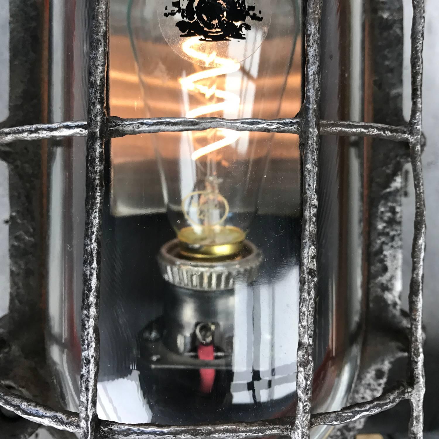Industrial 1960s, British Made Oval Black Iron Explosion Proof Bulkhead Light-Edison Bulb