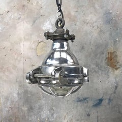 1970s Vintage Industrial Japanese Aluminium Explosion Proof Pendant with Cage