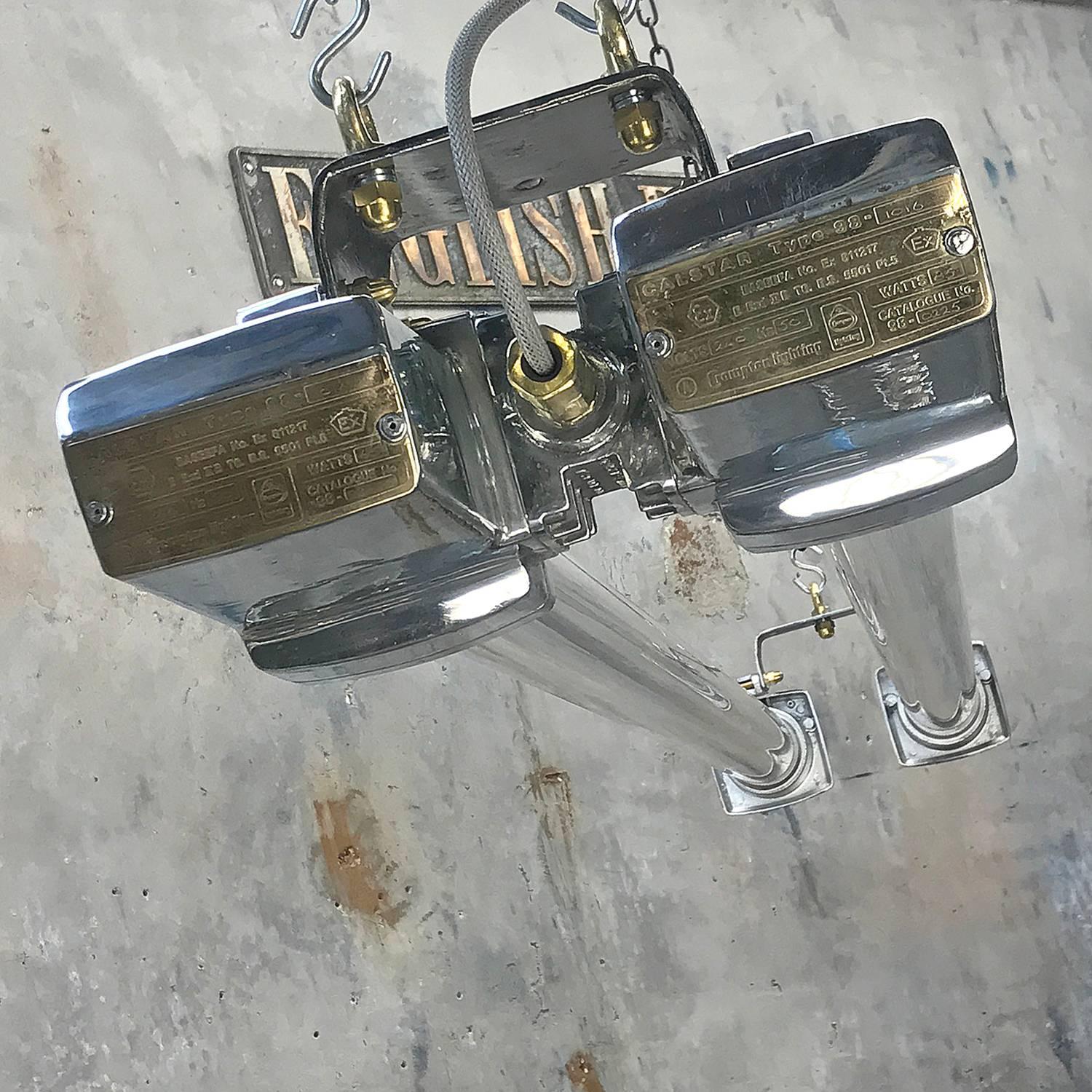 Late 20th Century 1970s British Calstar Aluminium Glass Industrial Explosion Proof Strip Light