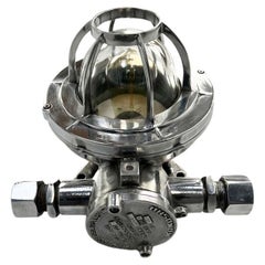 Retro Late 20th Century Japanese Aluminium Flame Proof Ceiling/Wall Light Glass Dome