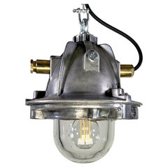 Lampe pendante antidéflagrante en fonte d'aluminium Legrand des années 1980 Abat-jour en verre