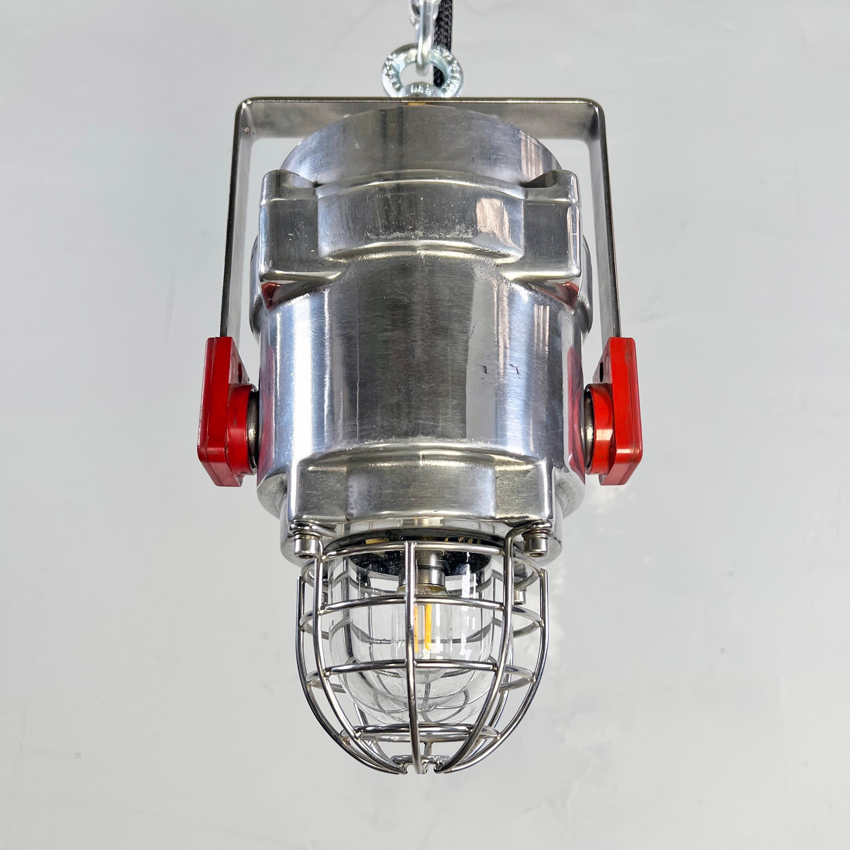 Aluminium Lampe stroboscopique modifiée antidéflagrante avec cage, datant de la fin du siècle dernier, britannique en vente