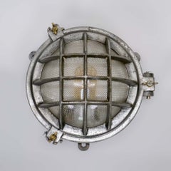 Vintage Industrial Steel Bulkhead Wall Light with Protective Cage