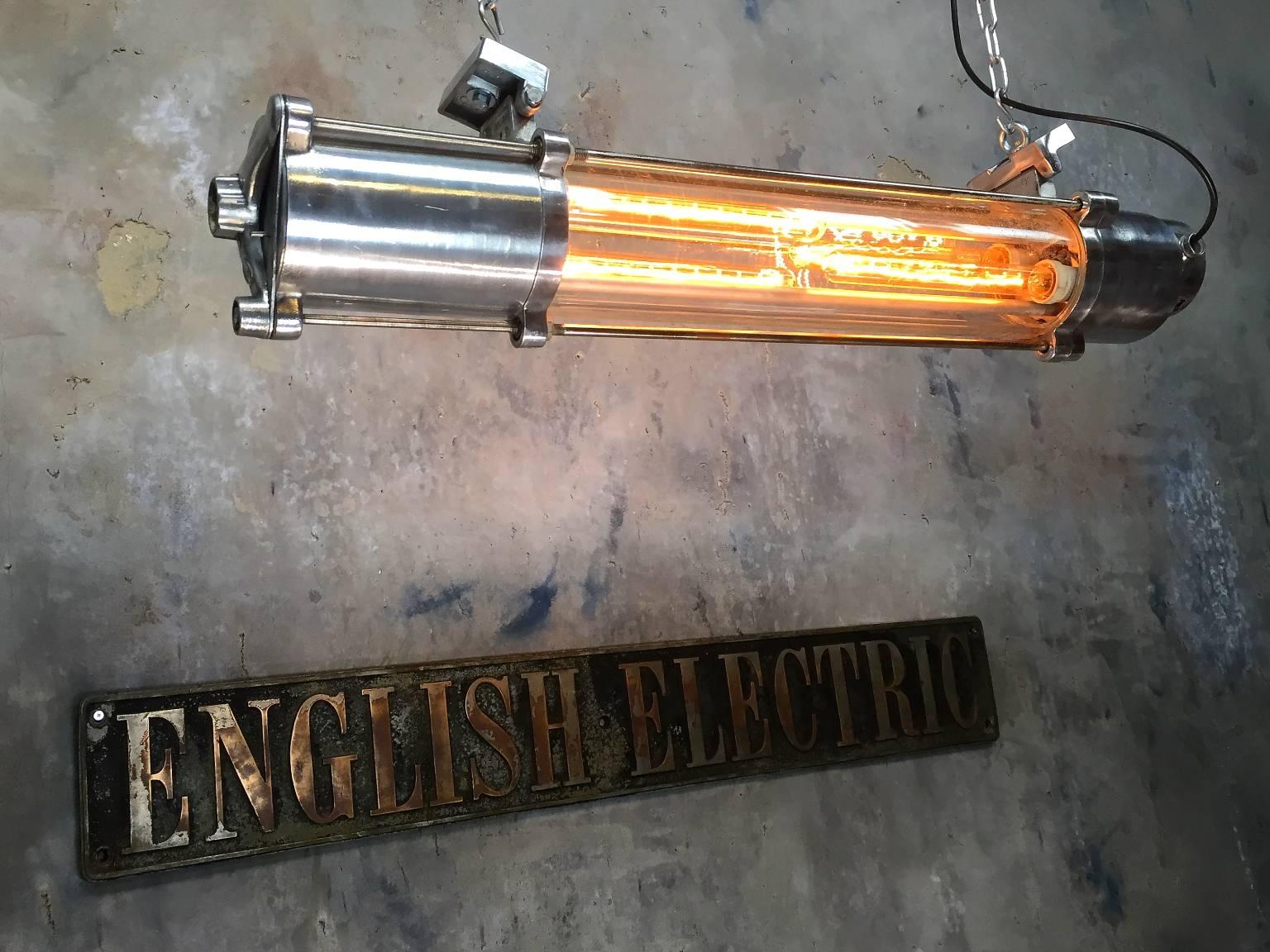 Cast Late 20th Century Wittenberg Aluminium & Glass Striplight Edison Bulb Conversion