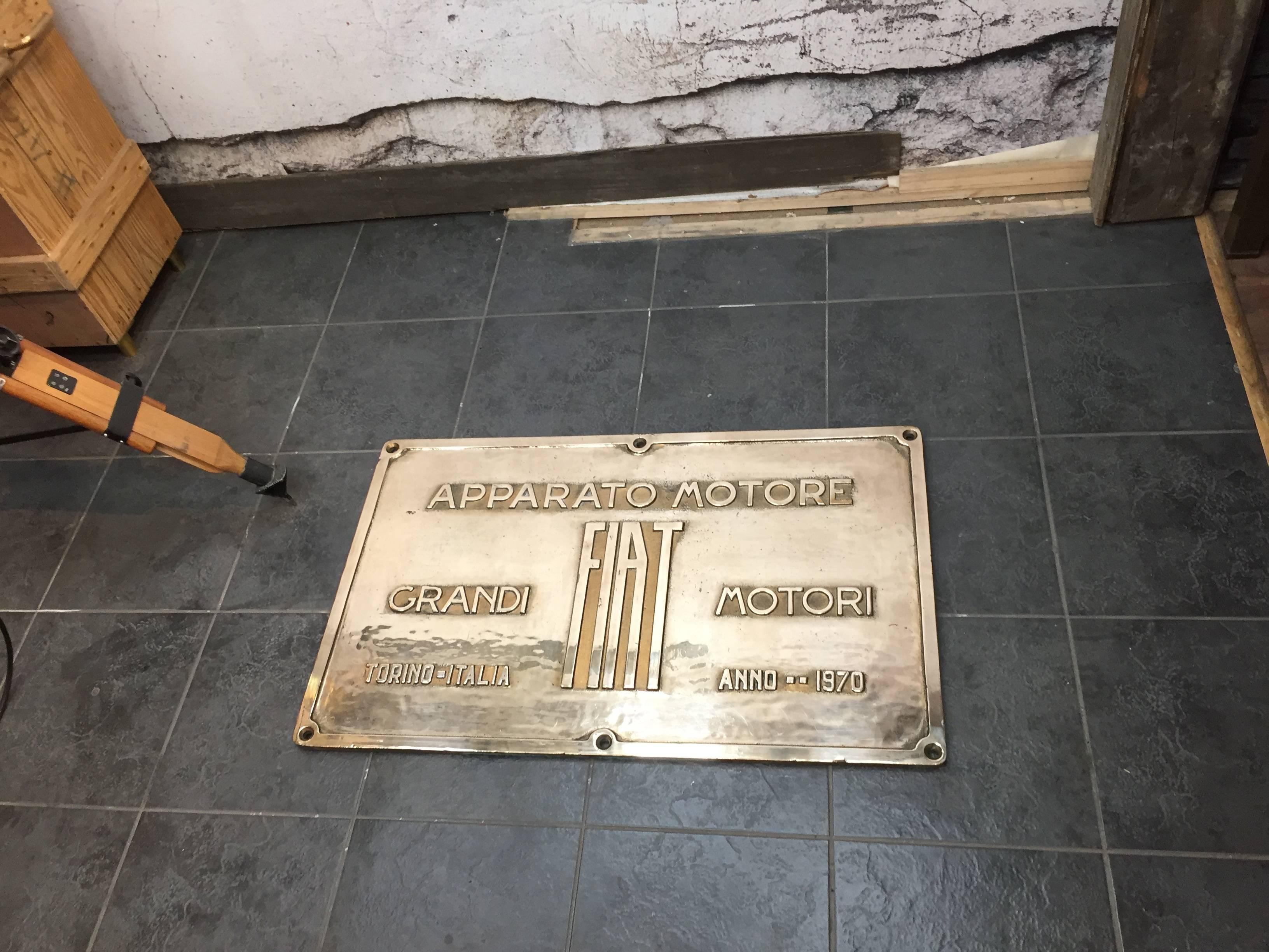 20th Century Solid Brass Industrial Diesel Engine Builders Plate by Fiat 40KG 3