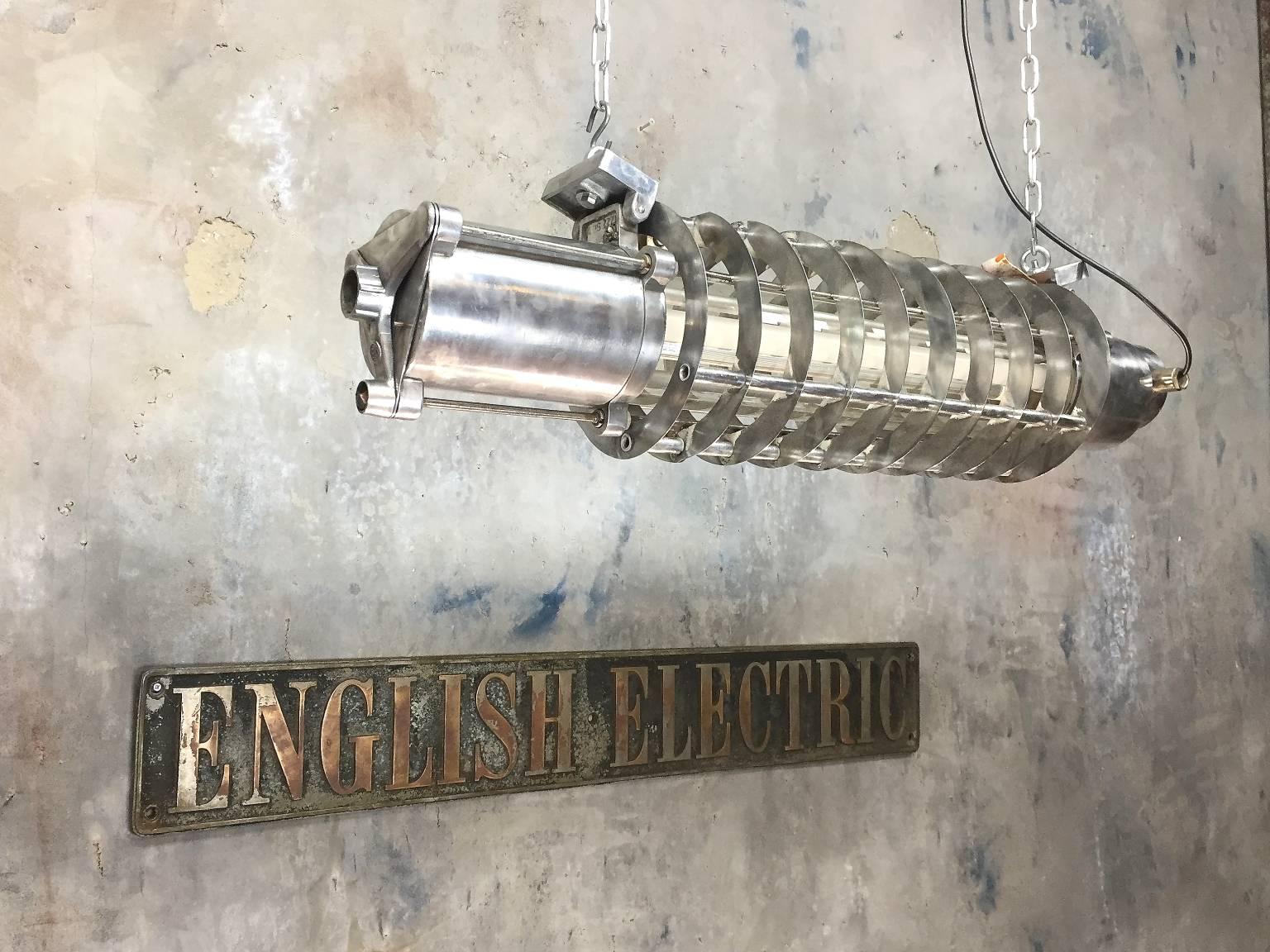 20th Century Late Century Aluminium Flame Proof Isolator Strip light, Cage, Glass Tube, Led For Sale