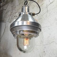 Late 20th Century Aluminium and Glass Explosion Proof Pendant E27 Edison Bulb