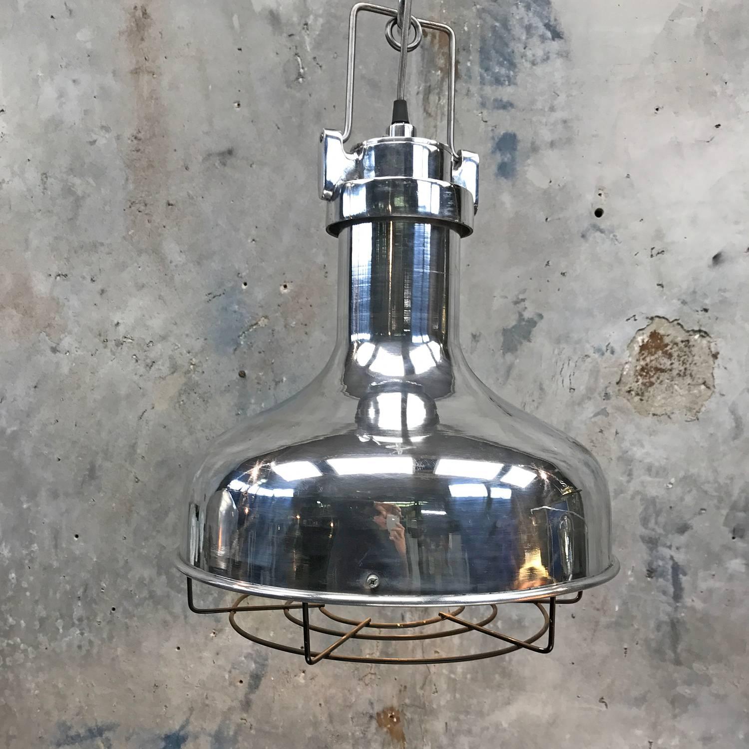 Late 20th Century American Aluminium Nautical Vintage Industrial Pendant Lamp 3