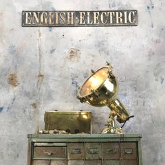 Midcentury Japanese Brass Industrial Searchlight / Table Lamp E27 Edison Bulb
