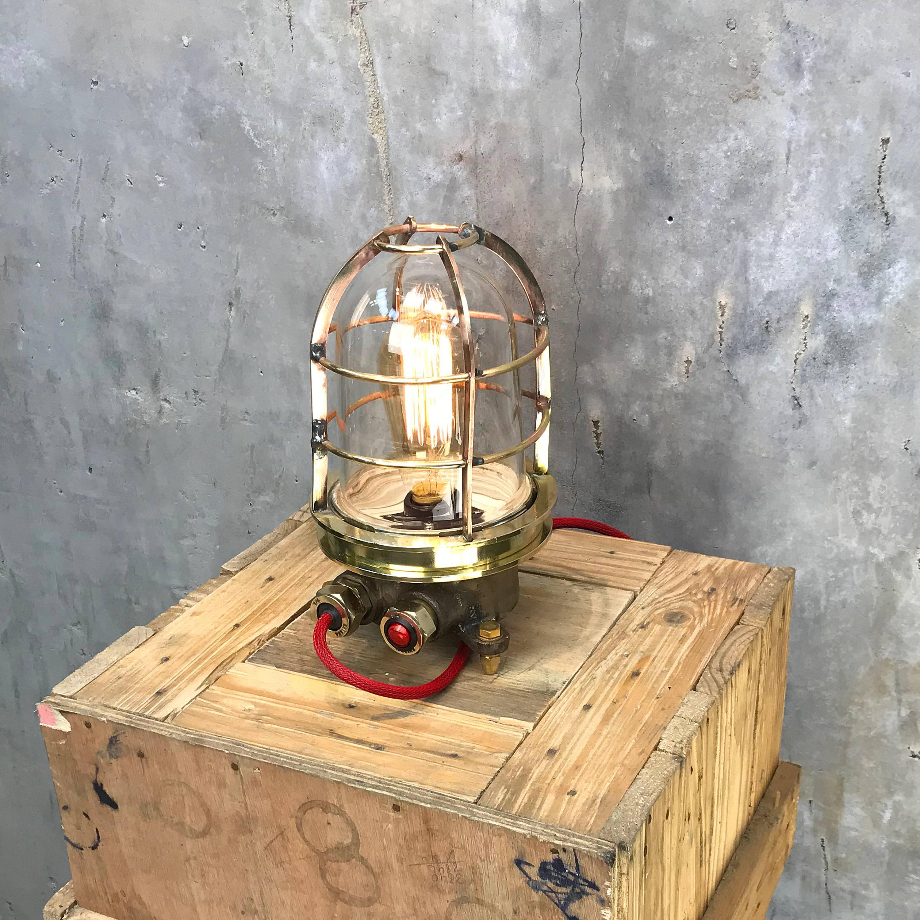 Late Century Japanese Cast Brass Industrial Explosion Proof Edison Table Lamp For Sale 1