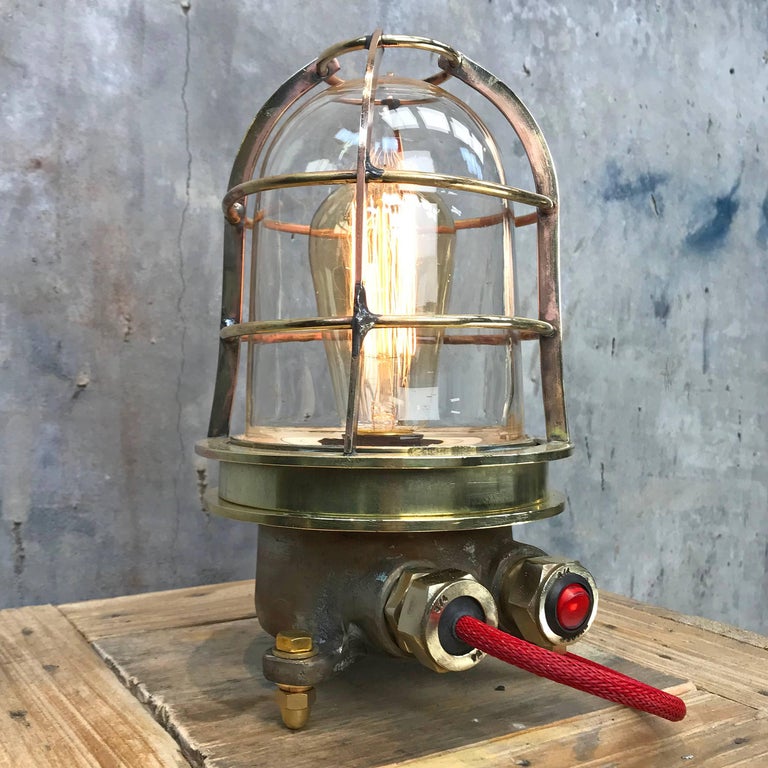 Late 20th Century Late Century Japanese Cast Brass Industrial Explosion Proof Edison Table Lamp For Sale