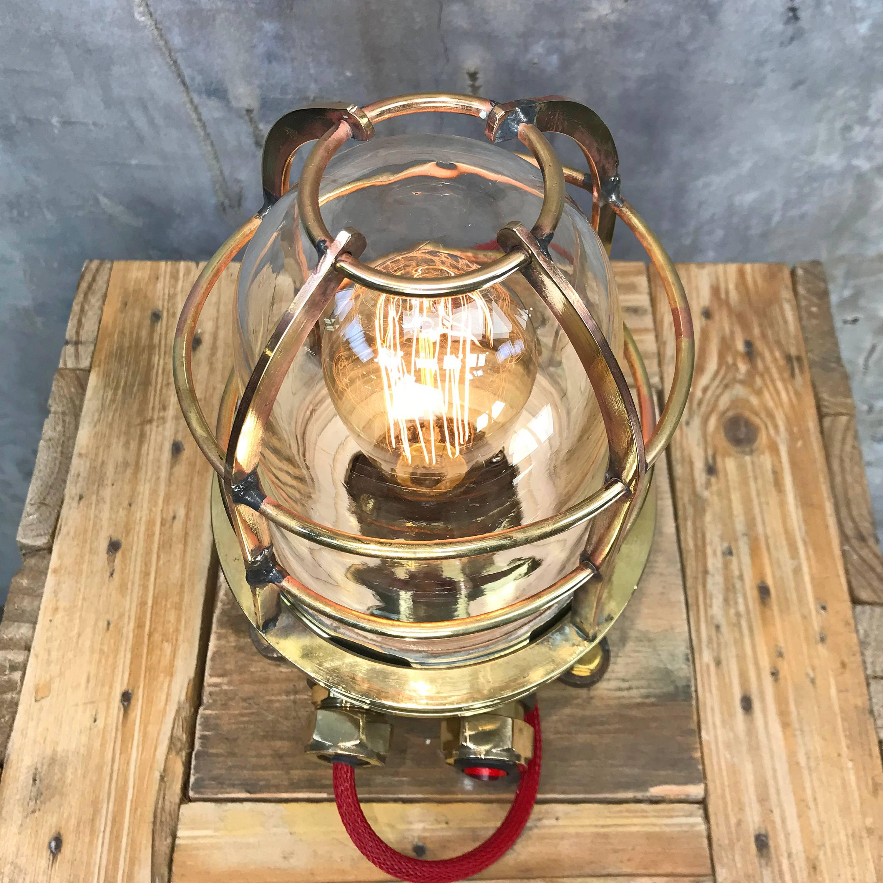 Late 20th Century Late Century Japanese Cast Brass Industrial Explosion Proof Edison Table Lamp For Sale