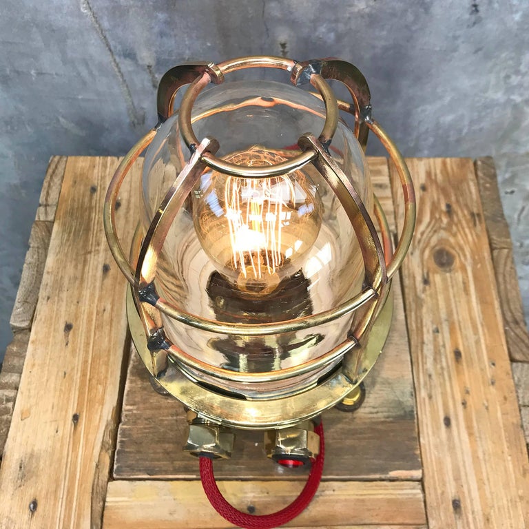 Late Century Japanese Cast Brass Industrial Explosion Proof Edison Table Lamp For Sale 3