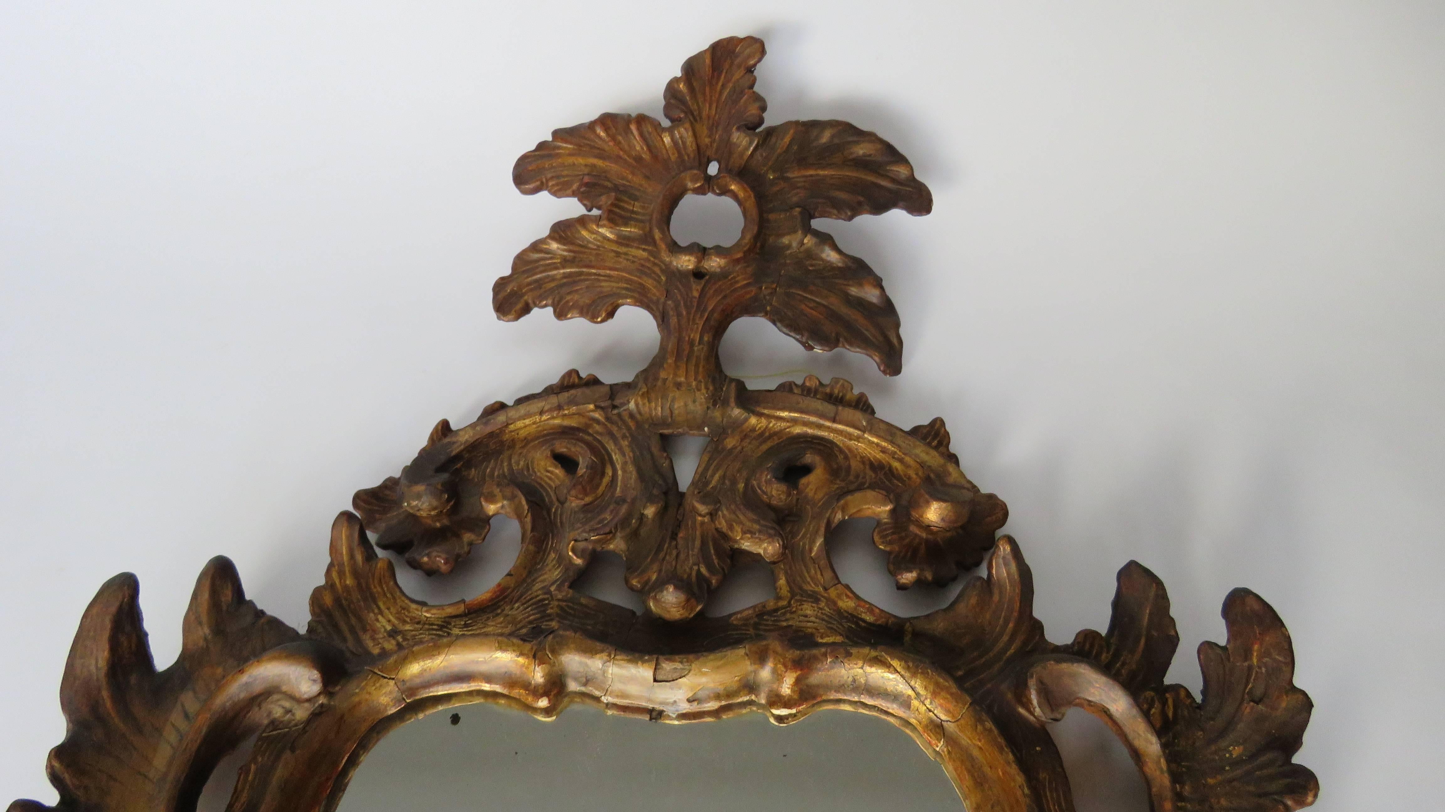 Rococo 19th Century Pair Giltwood Girandole Mirrors For Sale