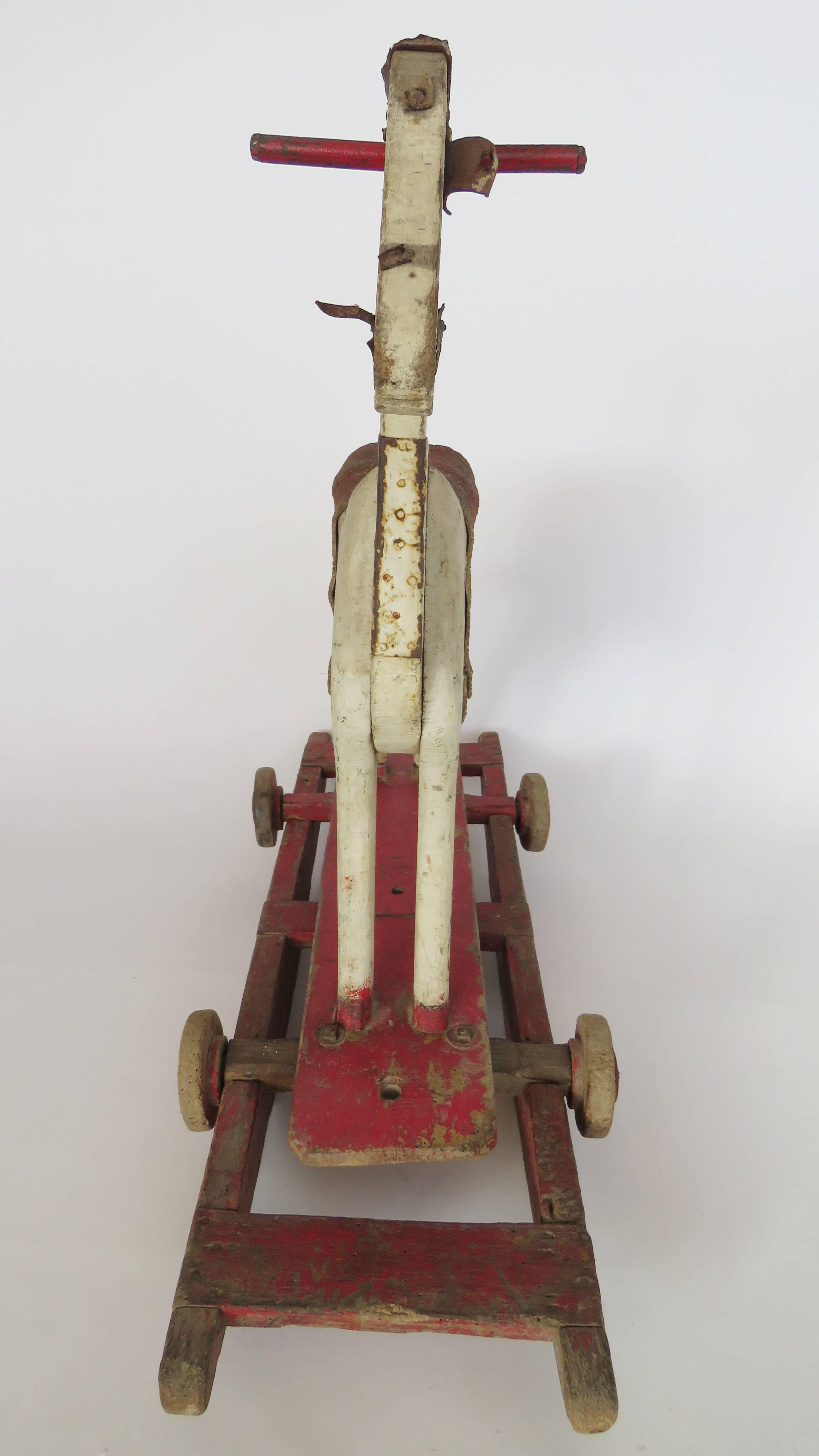 Folk Art 19th Century Wooden Rocking Horse For Sale