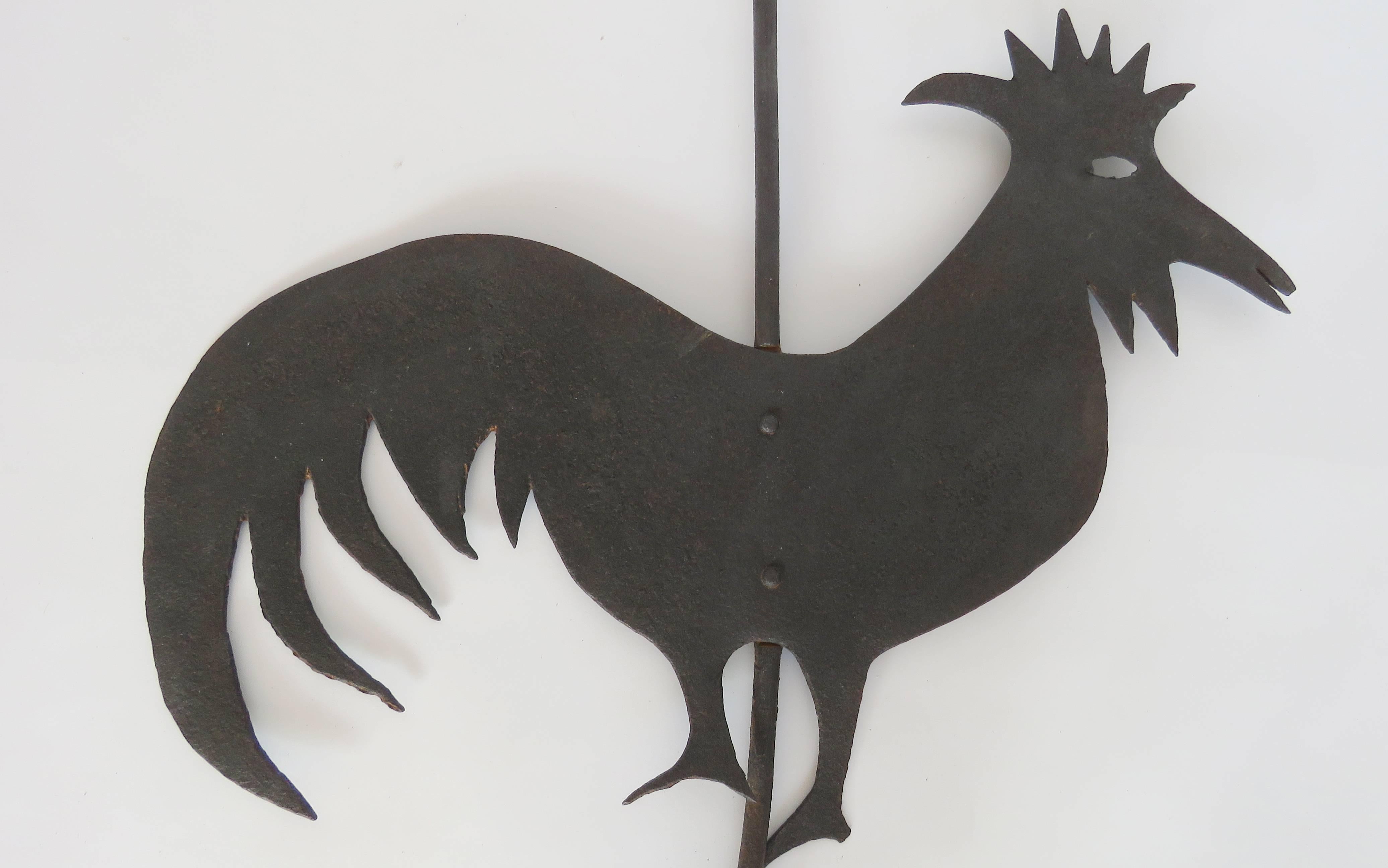 18th Century Rooster Forged Iron Weather Vane In Excellent Condition For Sale In Alella, ES