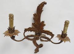 19th Century Pair of Gilt Tole Sconces