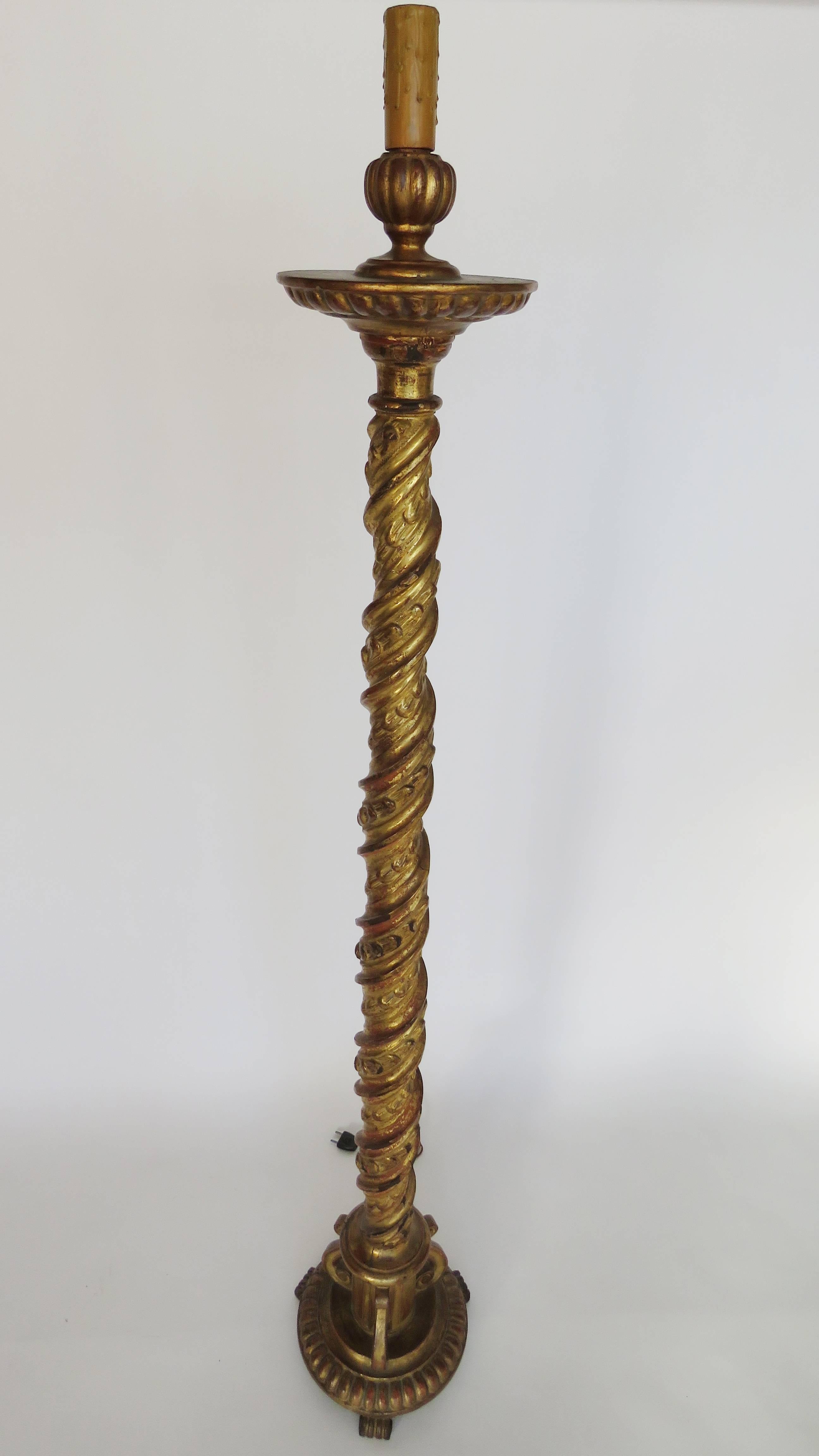 Baroque 19th Century Giltwood Floor Lamp For Sale