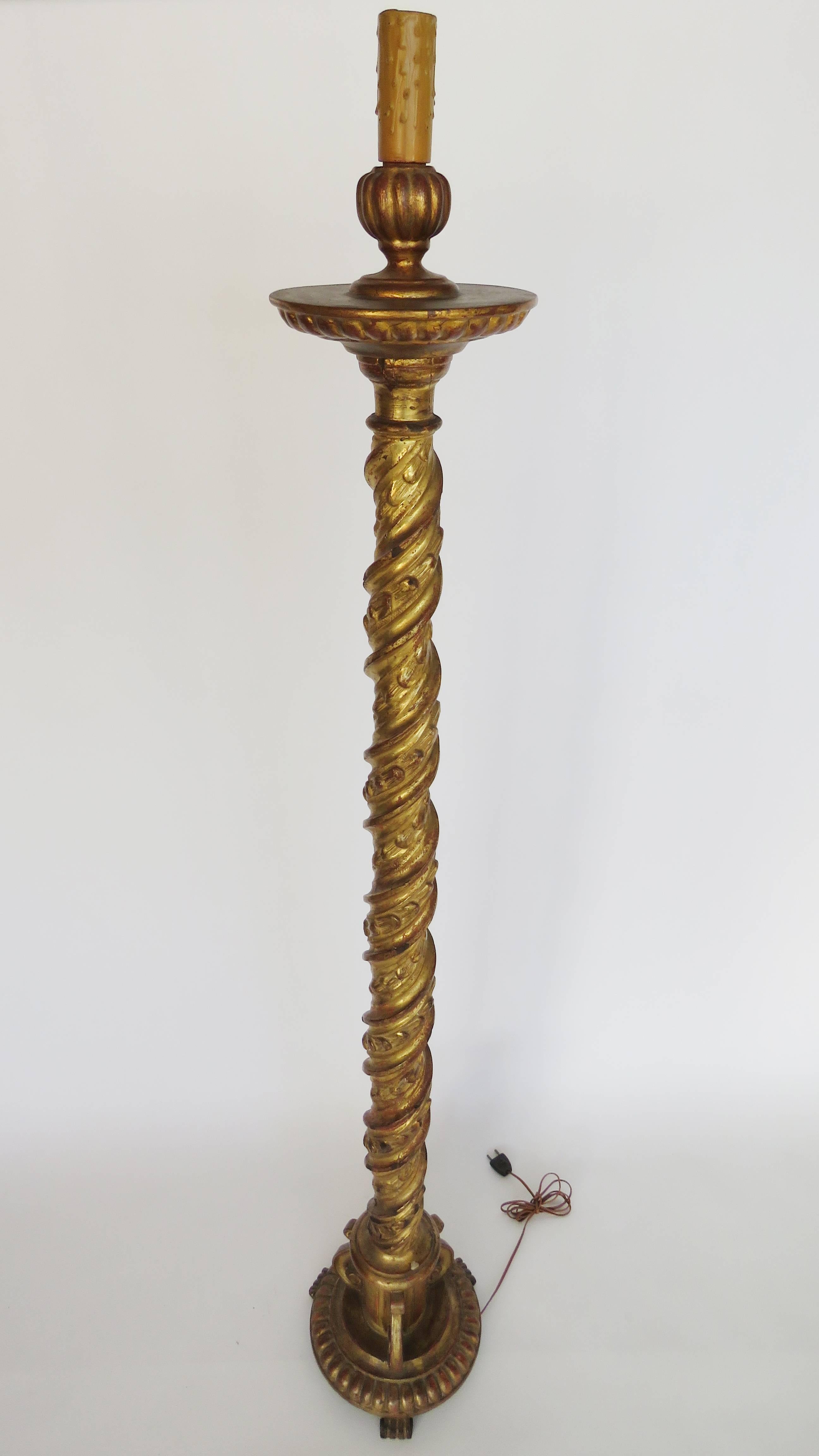Spanish 19th Century Giltwood Floor Lamp For Sale
