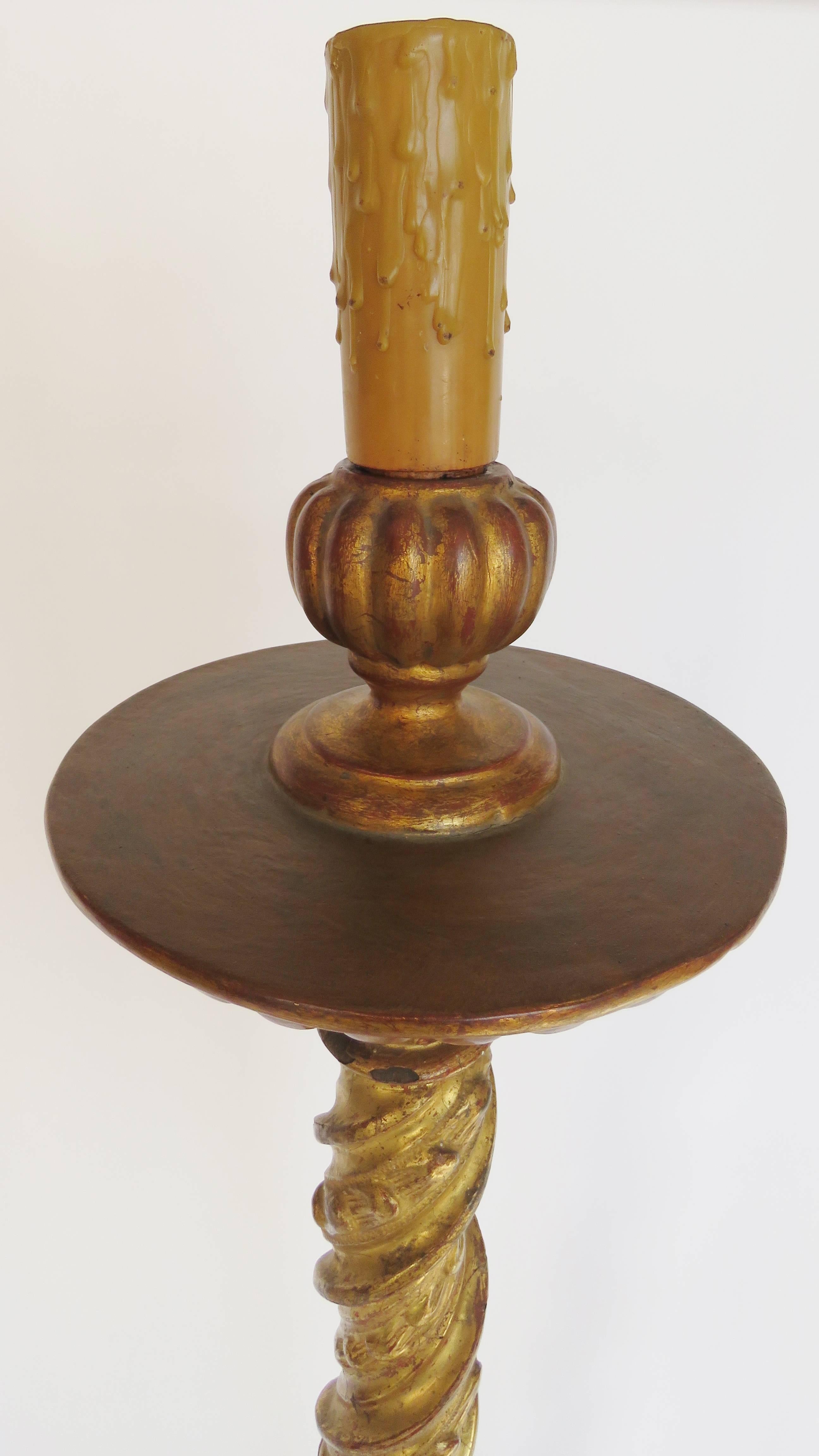19th Century Giltwood Floor Lamp In Excellent Condition For Sale In Alella, ES