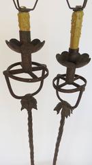 18th Century Pair of Period Hand-Wrought Iron Floor Lamps