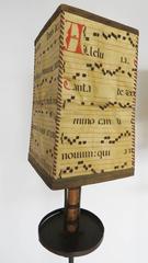 19th Century Pair of Hand-Wrought Iron Floor Lamps with Parchment Shades