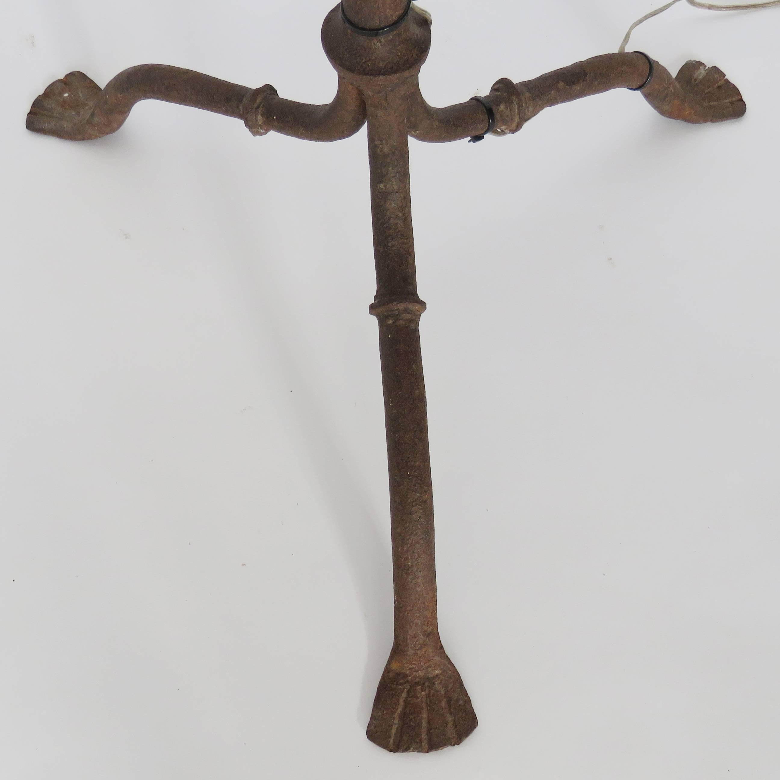 Wrought Iron 18th Century Brought Iron Floor Lamp For Sale