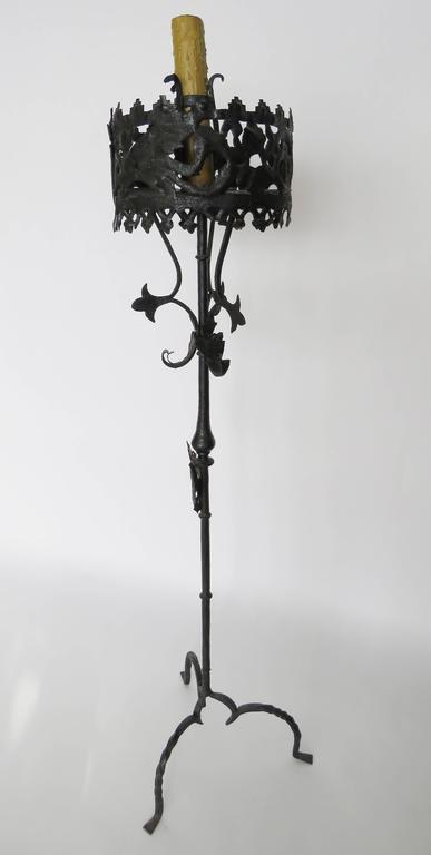 18th Century Hand Brought Iron Torchere Floor Lamp For Sale at 1stDibs
