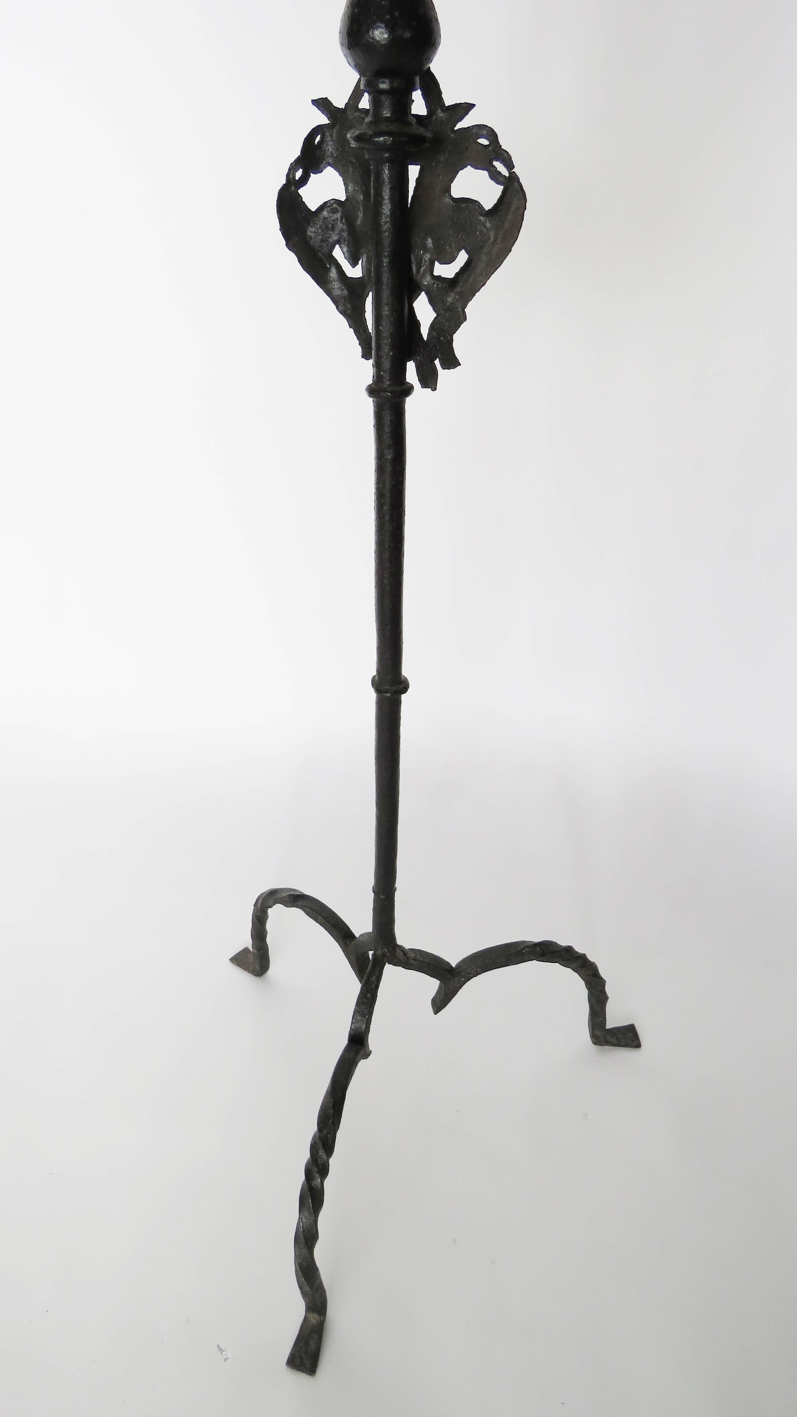 18th Century Hand Brought Iron Torchere Floor Lamp For Sale 1