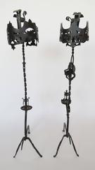 19th Century Similar Brought Iron Fireplace Torcheres