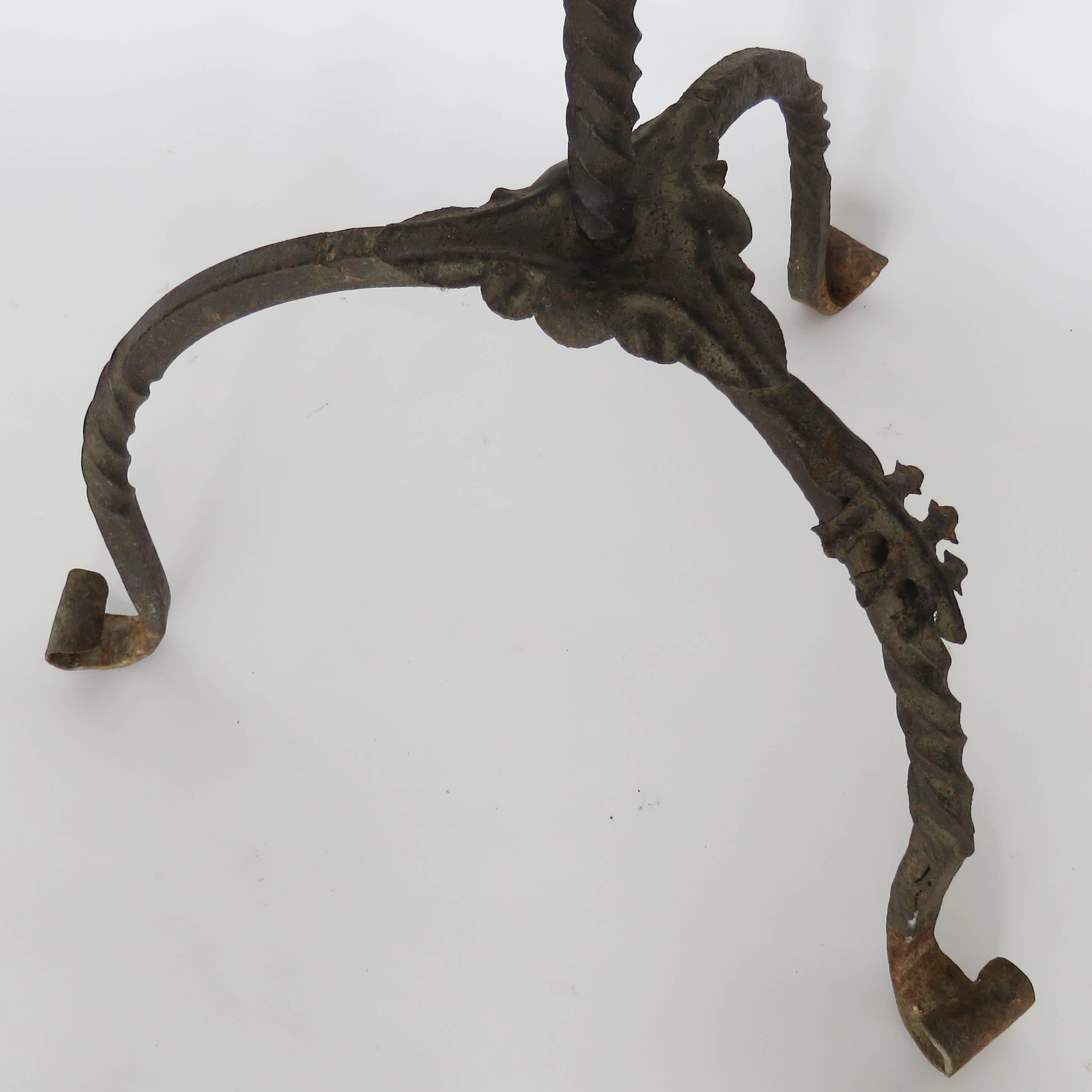 18th Century Brought Iron Torchère Floor Lamp For Sale 2