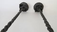 19th Century Pair of Renaissance Style Floor Iron Lamps