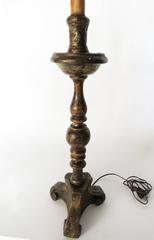 18th Century Electrified Polychromed Candlestick Table Lamp