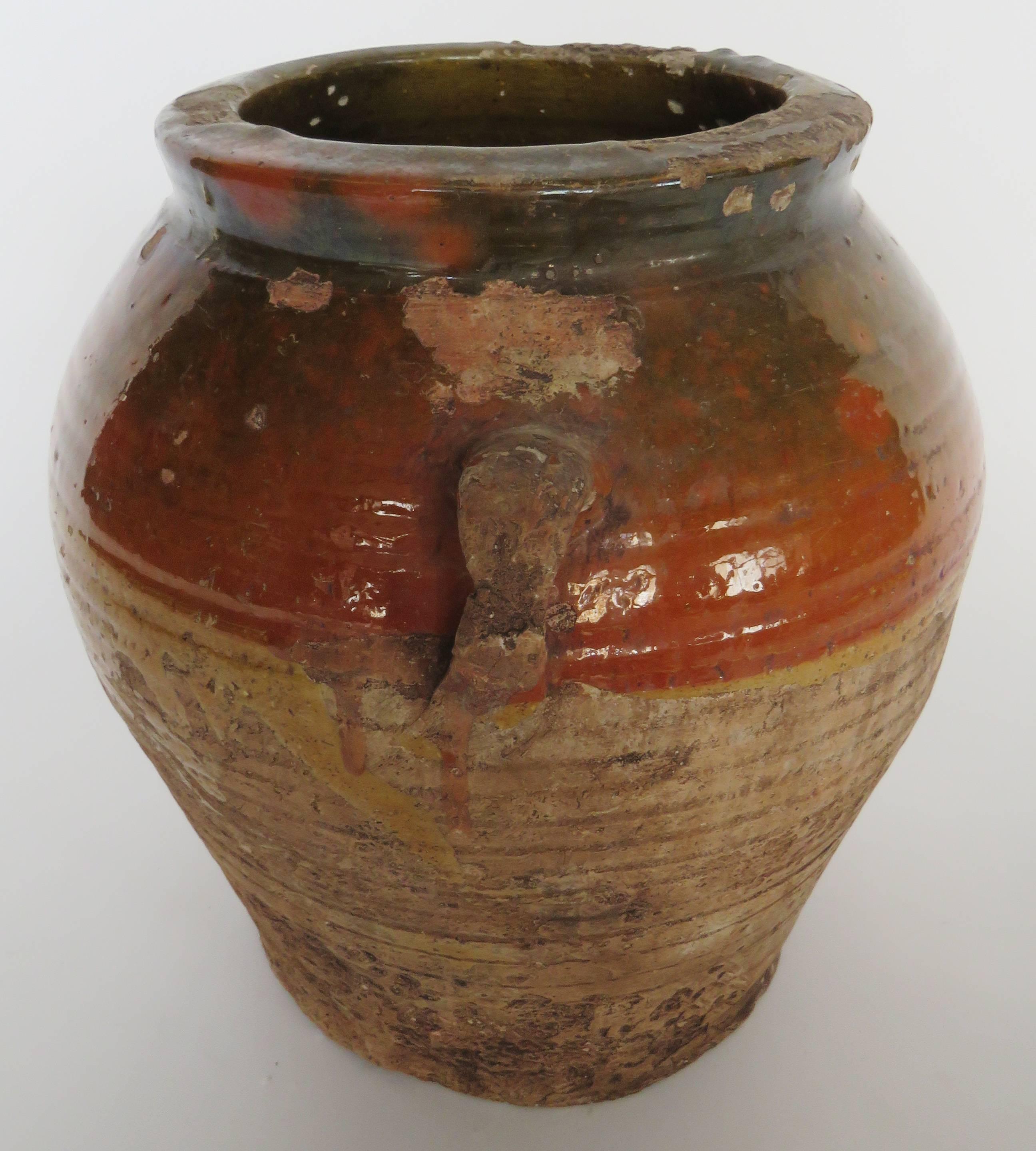 19th Century Glazed Terracotta Honey Pot In Good Condition For Sale In Alella, ES