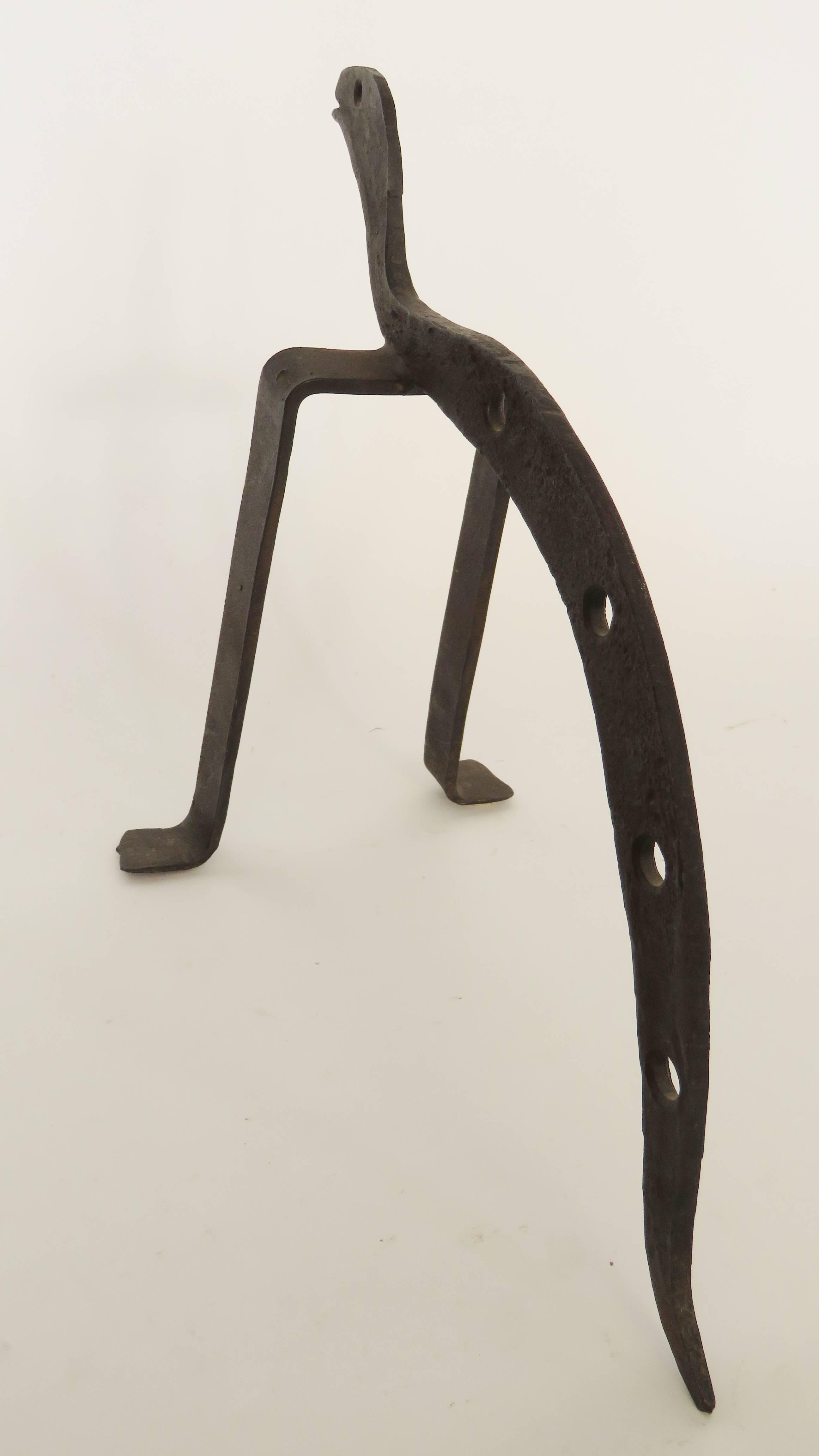 Wrought Iron 20th Century Forge Iron Andiron For Sale