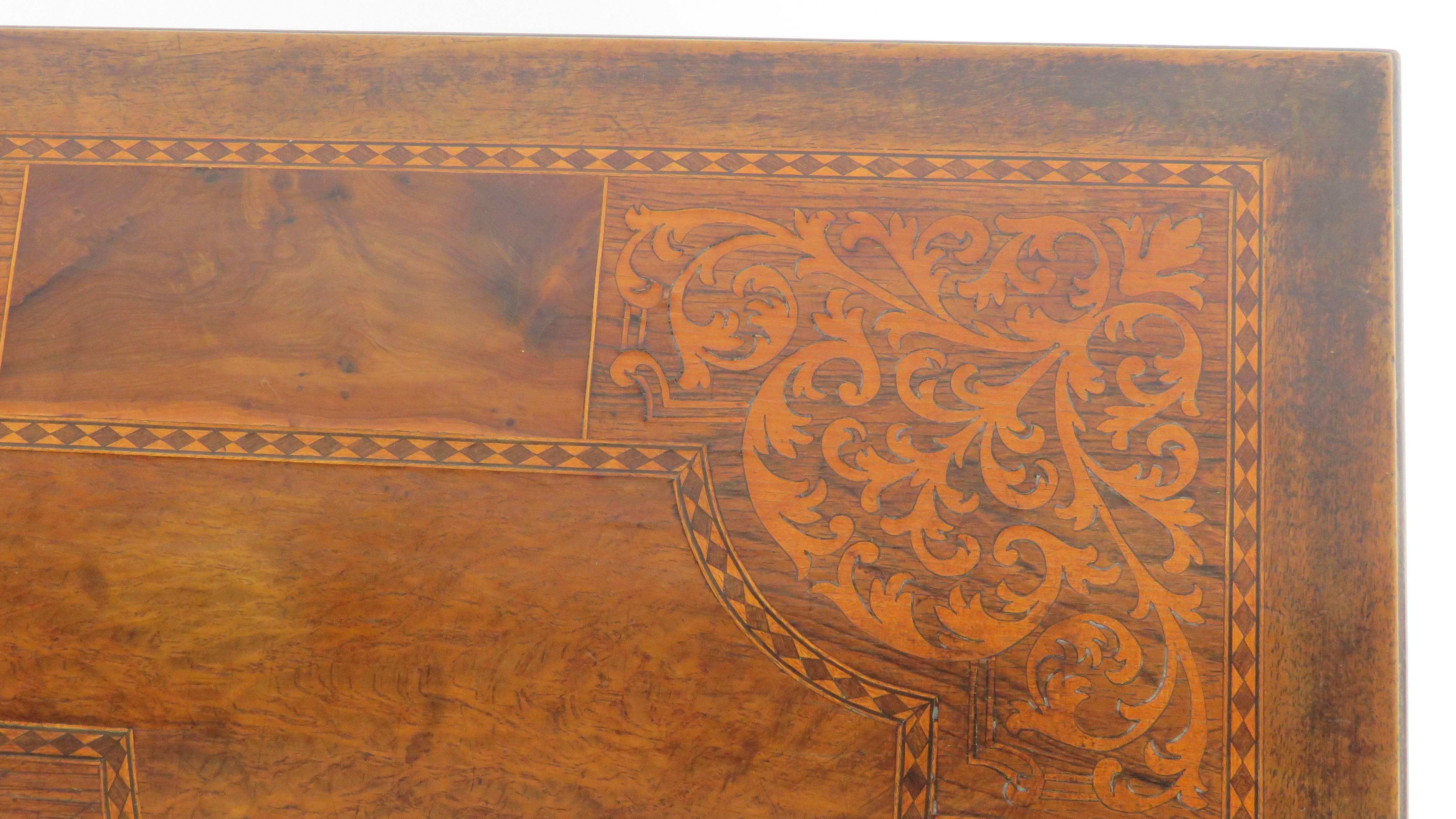 Baroque Walnut Inlaid Side Table For Sale