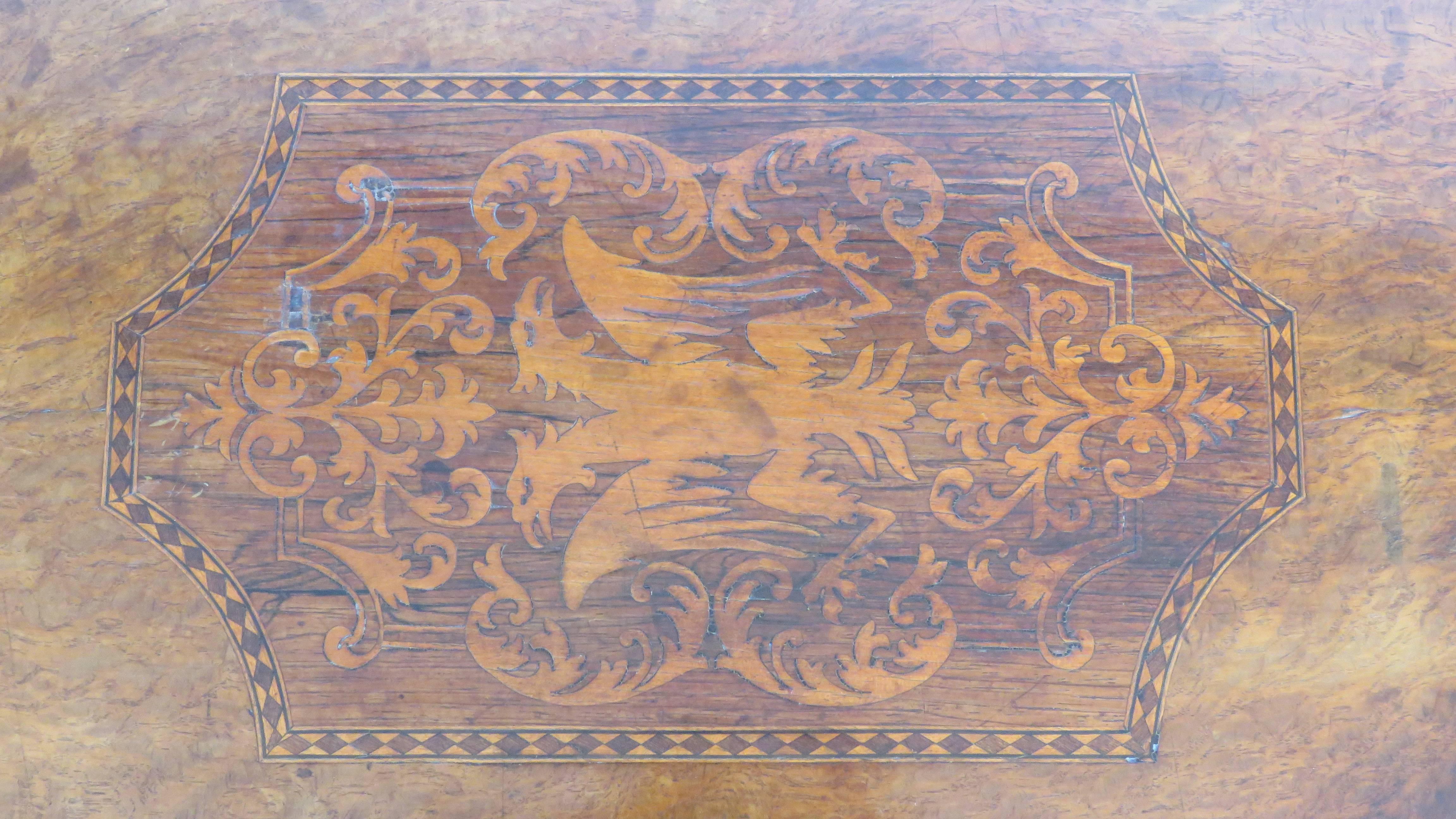 Inlay Walnut Inlaid Side Table For Sale