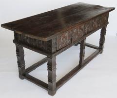 18th Century Baroque Oak Library Center Table