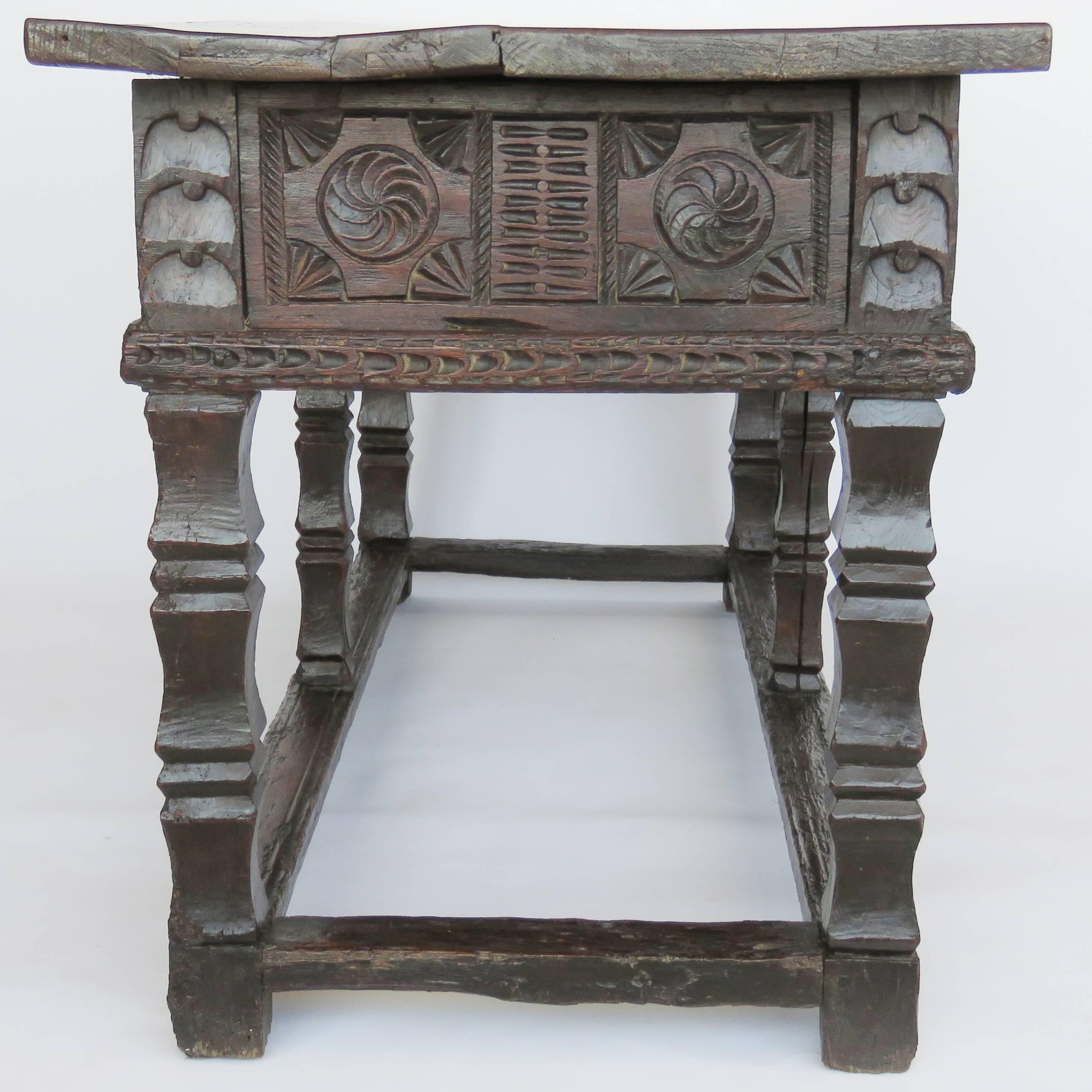 18th Century Baroque Oak Library Center Table For Sale 1